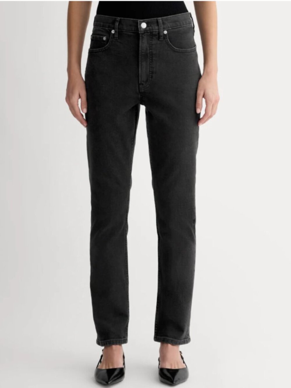 Everlane Straight Leg Ankle Jean, Slight Stretch, Black Wash - Womens 33 Ankle